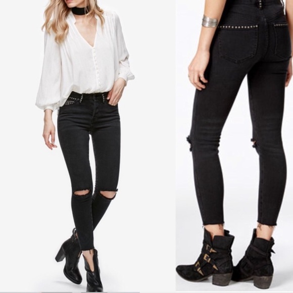 Free People Denim - Free People Studded Payton Skinny High Rise Jeans